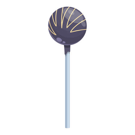 Black cake pop icon cartoon vector. Sugar stick. Heart starのイラスト素材