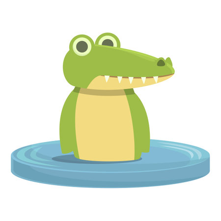 Alligator in river icon cartoon vector. Cute crocodile. Happy adorableのイラスト素材