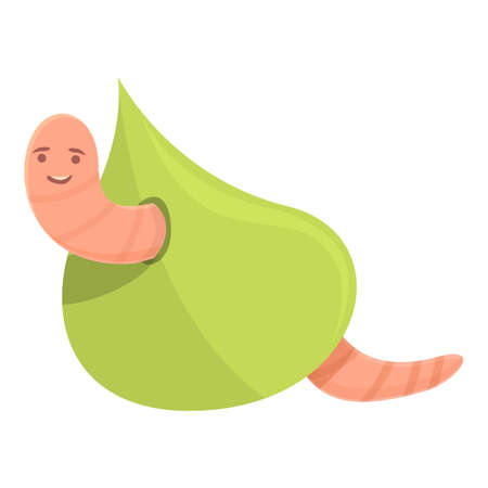 Worm eat leaf icon cartoon vector. Soil compost. Farm dirtのイラスト素材