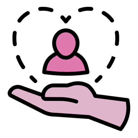Love care icon outline vector. Volunteer charity. Social helpのイラスト素材