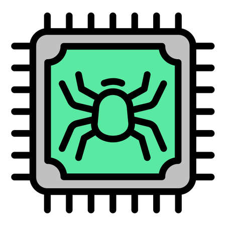 Processor bug icon outline vector. Virus fraud. Cyber attack