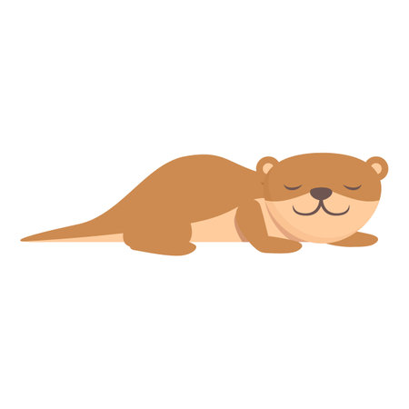 Sleeping weasel icon cartoon vector. Stoat animal. Cute minkのイラスト素材