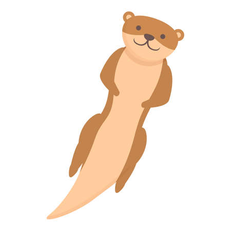 Swimming weasel icon cartoon vector. Cute animal. Mink ferretのイラスト素材