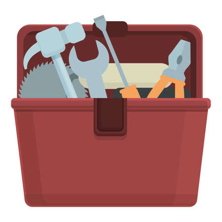 Renovation box icon cartoon vector. Toolbox kit. Repair woodのイラスト素材