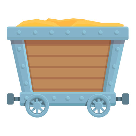 Gold treasure cart icon cartoon vector. Coin truck. Game rockのイラスト素材