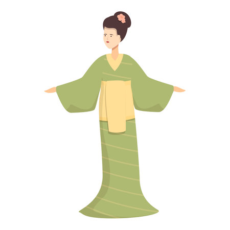 Samurai geisha icon cartoon vector. Japan female. Hair beautyのイラスト素材