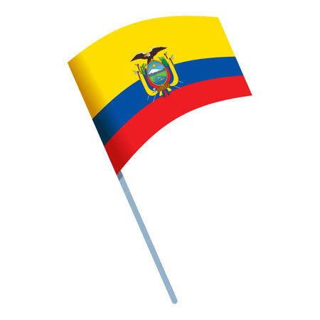 Long ecuador flag icon cartoon vector. Travel culture. National dayのイラスト素材