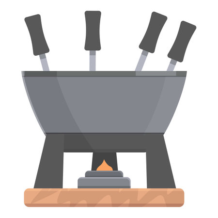 Molten fondue icon cartoon vector. Cheese food. Fork bowlのイラスト素材