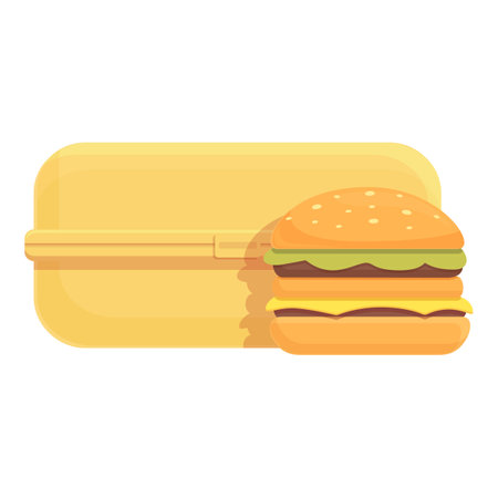 Burger lunch box icon cartoon vector. Snack meal. Time packのイラスト素材