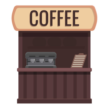Coffee kiosk icon cartoon vector. Street market. Business storeのイラスト素材