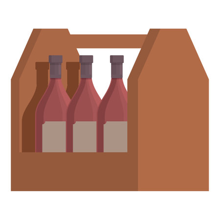 Handle wine bottle box icon cartoon vector. Cellar winery. Store drinkのイラスト素材