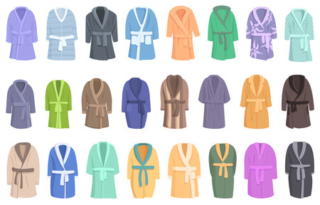 Dressing gown icons set cartoon vector. Satin robe. Bathrobe manのイラスト素材