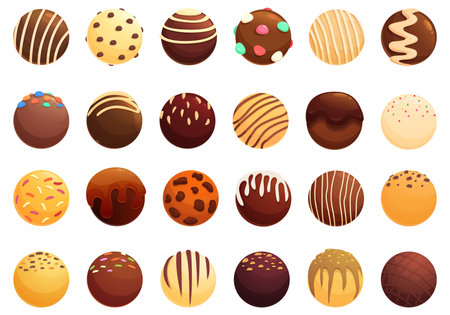 Cocoa bomb icons set cartoon vector. Food chocolate. Coffee milkのイラスト素材