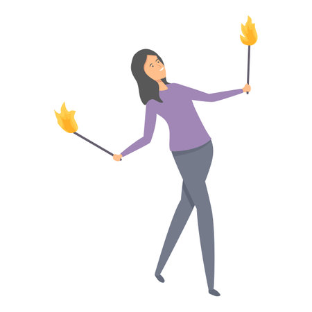 Fire celebration icon cartoon vector. Face show. Event fakirのイラスト素材
