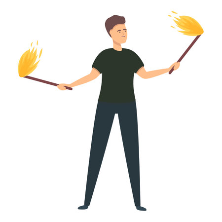 Young fakir icon cartoon vector. Flame event. Party fireworkのイラスト素材