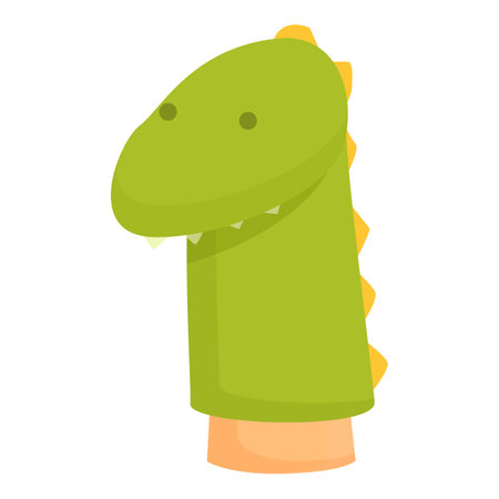 Green dragon puppet icon cartoon vector. Show theatre. Child playのイラスト素材
