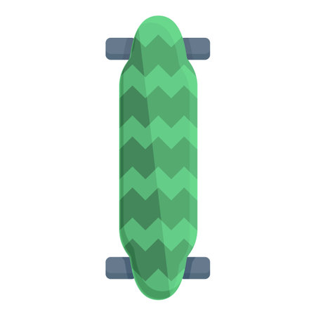 Line green longboard icon cartoon vector. Retro shape. Skate equipmentのイラスト素材