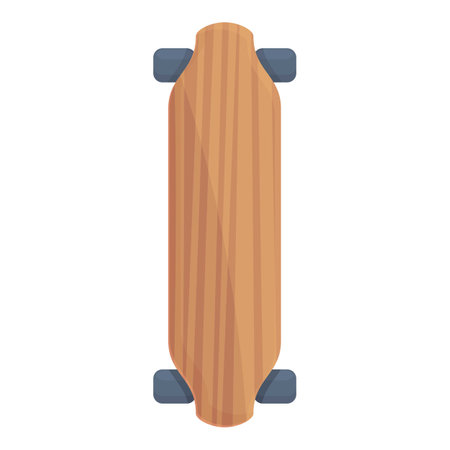 Wood longboard icon cartoon vector. Retro board. Balance viewのイラスト素材