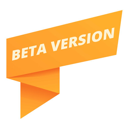 Beta version label icon cartoon vector. Computer design. Digital upgradeのイラスト素材