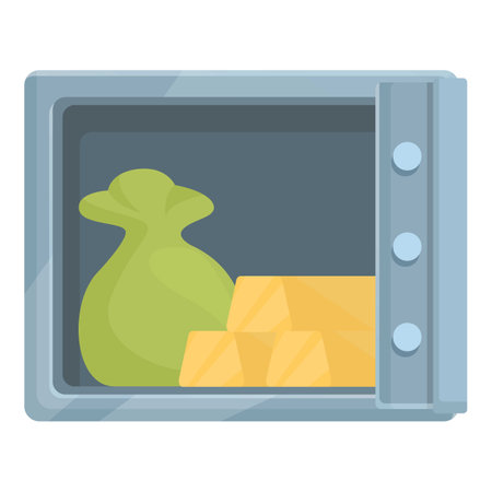 Open safe icon cartoon vector. Deposit bank. Money goldのイラスト素材