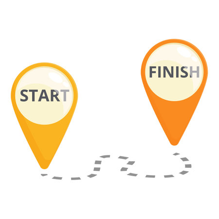 Start finish taxi route icon cartoon vector. Car service. Mobile orderのイラスト素材