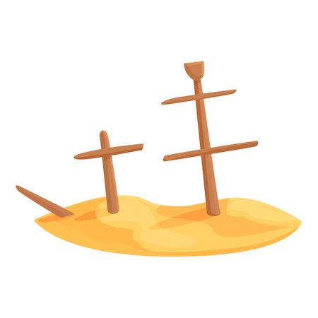 Galleon shipwreck icon cartoon vector. Old ship. Ocean sailingのイラスト素材