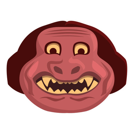 Festival mask icon cartoon vector. Japan face. Angry asian maskのイラスト素材