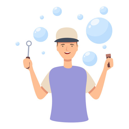 Cute blowing bubbles icon cartoon vector. Child bubble. Game funのイラスト素材