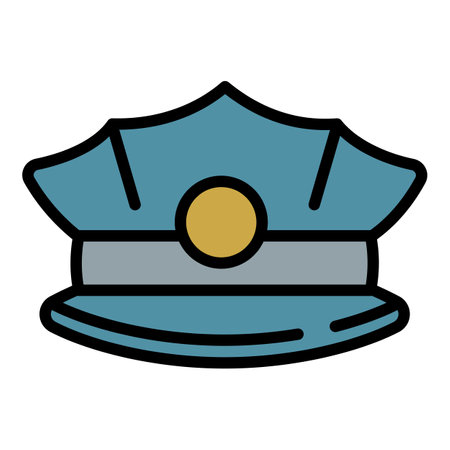 Policeman cap icon outline vector. Police equipment. Officer badgeのイラスト素材