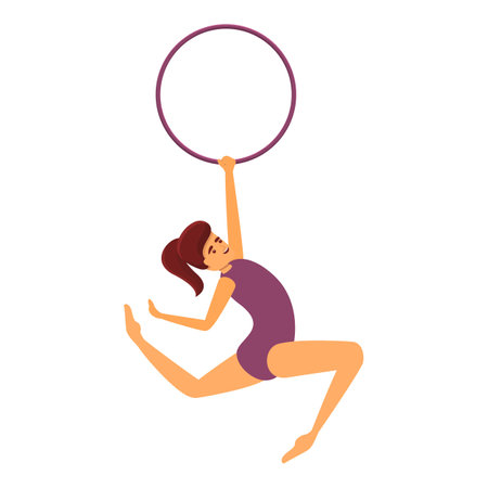 Acrobat with ring icon cartoon vector. Circus art. Catch sportのイラスト素材