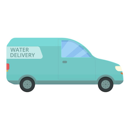 Water delivery van icon cartoon vector. Service truck. Plastic doorのイラスト素材