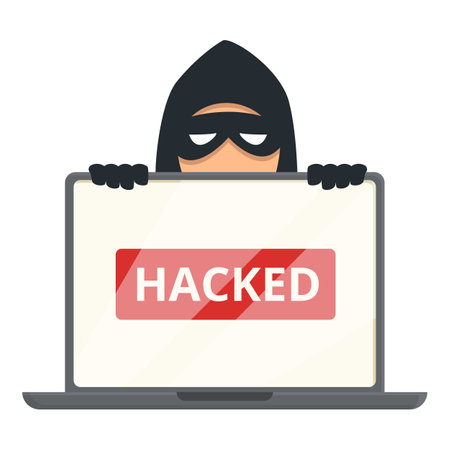 Hacked system icon cartoon vector. Cyber attack. Online scamのイラスト素材