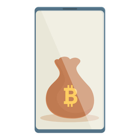 Bitcoin money bag icon cartoon vector. Digital mobile. Wallet onlineのイラスト素材