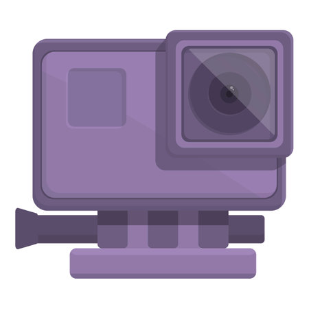 Purple action cam icon cartoon vector. Sport cam. Digital recorderのイラスト素材