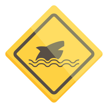 Shark zone sign icon cartoon vector. Sea danger. Summer boardのイラスト素材