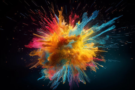 Space colorful explosion. Powder color smoke. Generate AIの素材