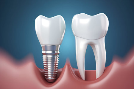 Realistic dental implant. Teeth treatment. Generate AIの素材