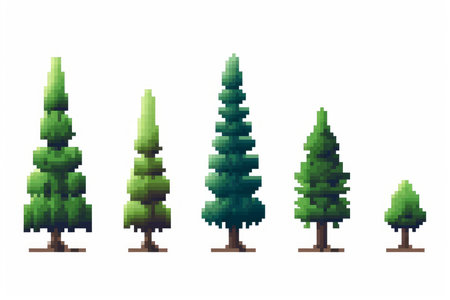 Fir tree pixel art. green plant. Generate AIの素材