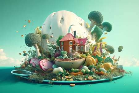 Eco food creative 3d. health store planet. Generate AIの素材