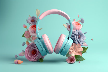 flower music headphones. creative modern idea. Generate AIの素材