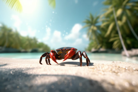 Crab on tropical paradise. marine seafood. Generate AIの素材