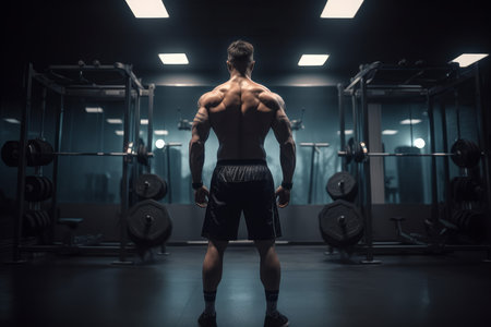 Strong man in the gym. muscle athlete. Generate AIの素材