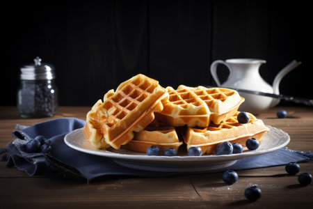 Beery waffles breakfast food. Tasty morning. Generate AIの素材