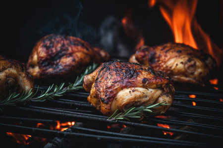 Grill meat food. Roast dinner food. Generate AIの素材