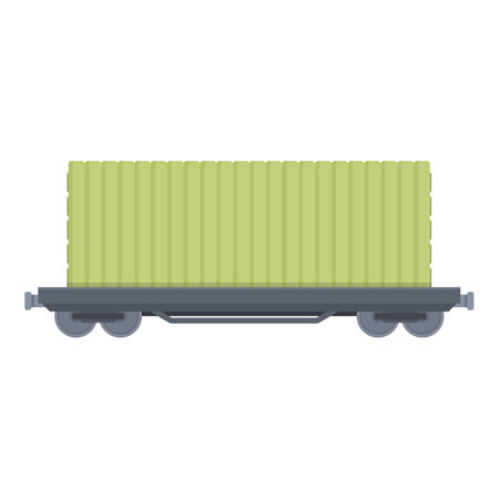 Green cargo wagon icon cartoon vector. Train goods. Transport metalのイラスト素材
