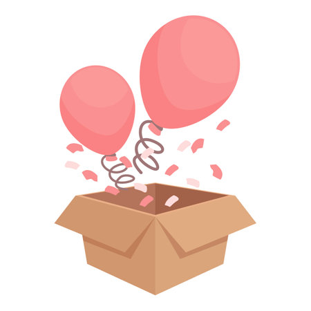 Gender party gift box icon cartoon vector. Baby shower. Child happyのイラスト素材