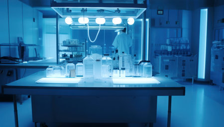 Futuristic lab pots. science research. Generate AIの素材
