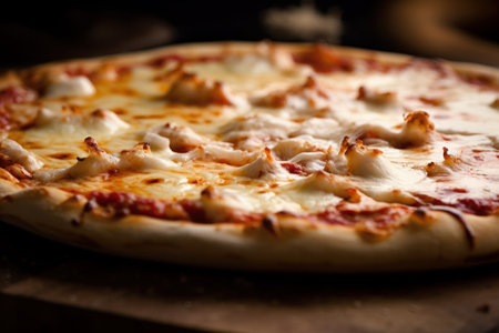Cheesy pizza with meat. Italian food meal. Generate AIの素材