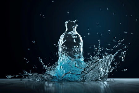 Splash of water bottle. Mineral liquid cold. Generate AIの素材