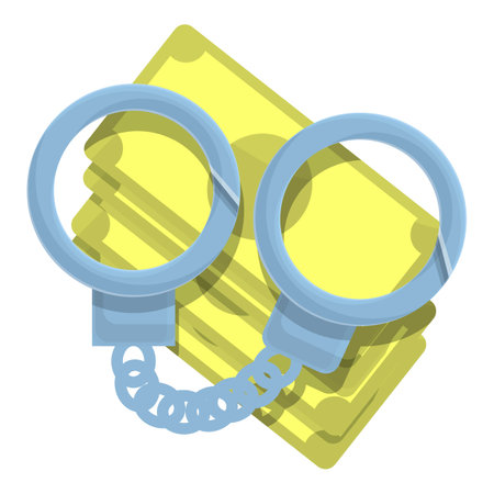 Handcuffs anti-money laundry icon. Cartoon of Handcuffs anti-money laundry icon for web design isolated on white backgroundの写真素材